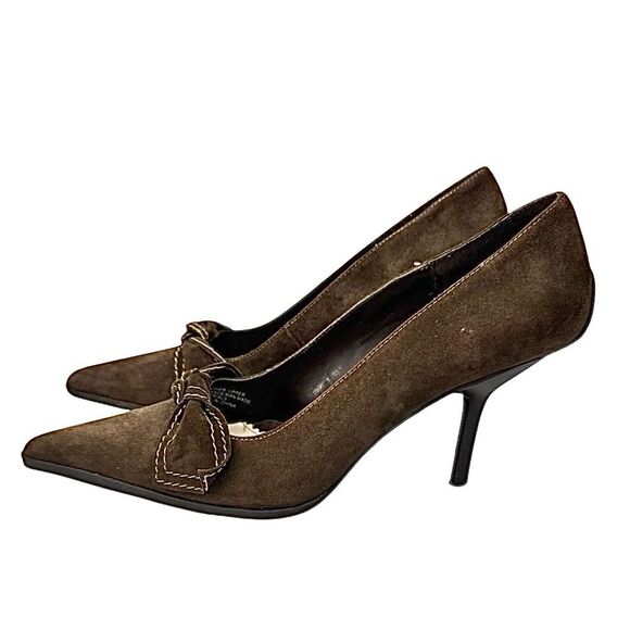Sam Elderman Vintage Pointed Heels Brown Suede Size 7.5 M Pre-Owned - Picture 4 of 10